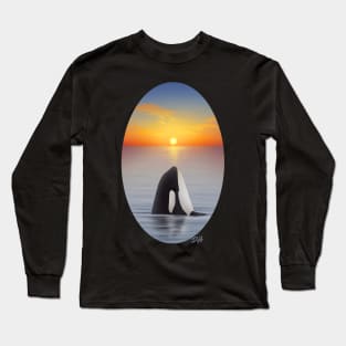 Orca Whale Spyhop at Sunset Long Sleeve T-Shirt